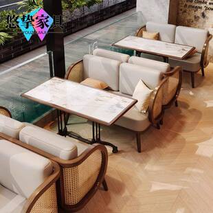 咖啡厅卡座沙发清吧小酒馆主题工业风餐厅奶茶店茶楼桌椅组合商用