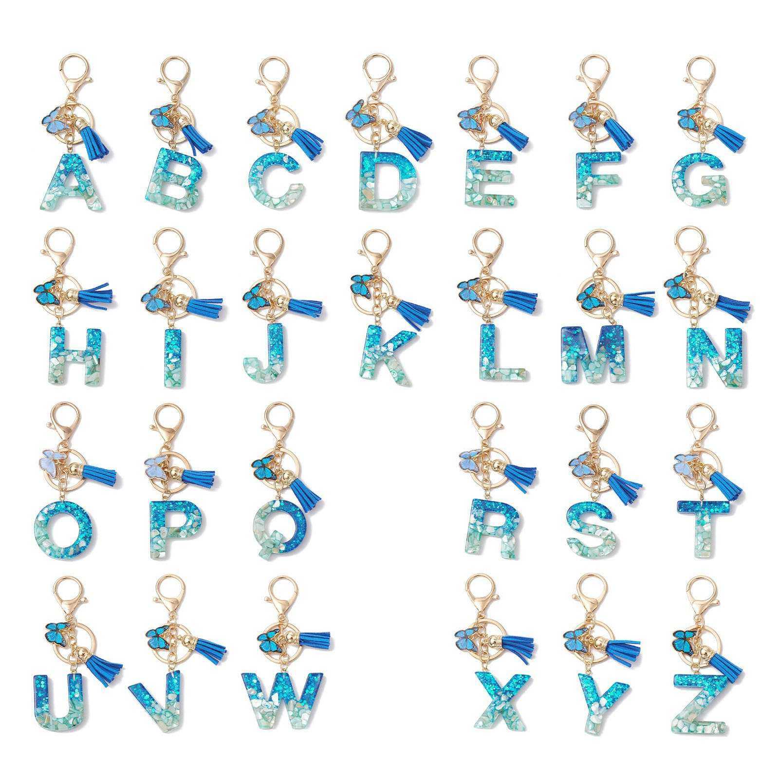 跨境欧美电商热销新款树脂滴胶英文字母蝴蝶流苏包包挂件钥匙扣女,模玩/动漫/周边/娃圈三坑/桌游,模型制作工具/辅料耗材,淘宝优惠券,粉丝福利购,淘宝优惠卷