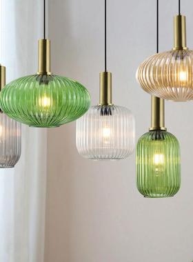 现代简约玻璃吊灯创意简约餐厅床头吧台阳台咖啡厅书房墨绿色吊灯