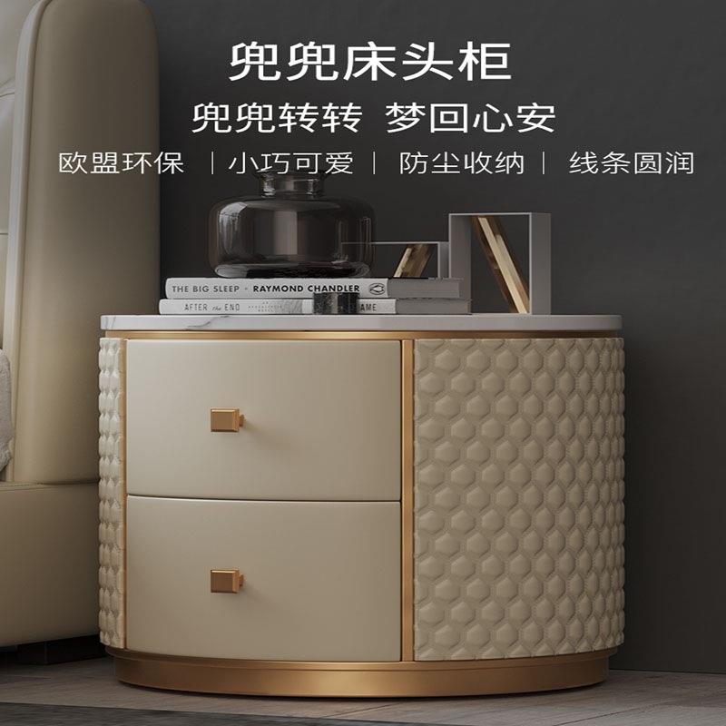 大理石床头柜实木床边柜意式轻奢边几现代简约卧室边柜储物收纳柜
