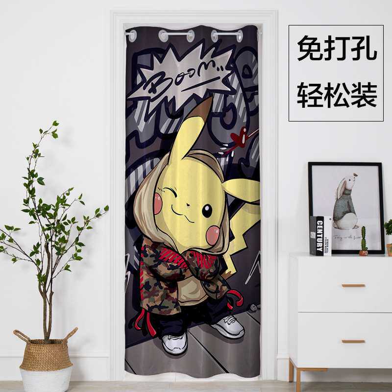 新款卡通动漫家用现代卧室免打孔安装门帘试衣间挂帘飘窗隔断帘