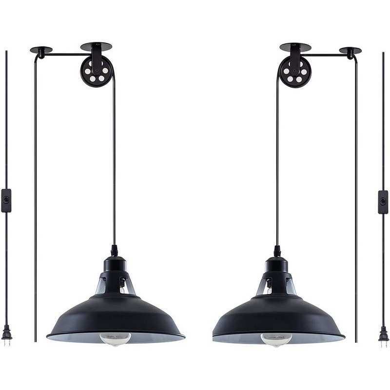 中山灯具极简餐厅升降吊灯带开关滑轮可移动灯岛台复古吧台灯饰