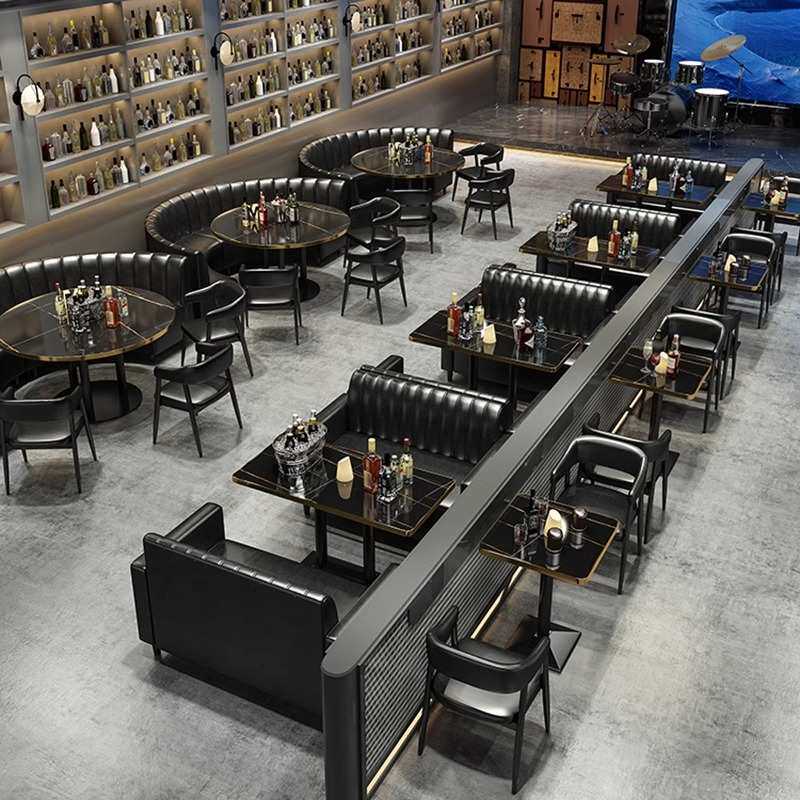 ?咖啡厅酒吧清吧桌椅组合酒馆西餐烧烤奶茶店沙发复古休闲餐饮卡