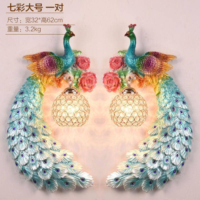 美式创意孔雀壁灯新款轻奢装饰客厅卧室床头灯背景墙现代楼梯灯具