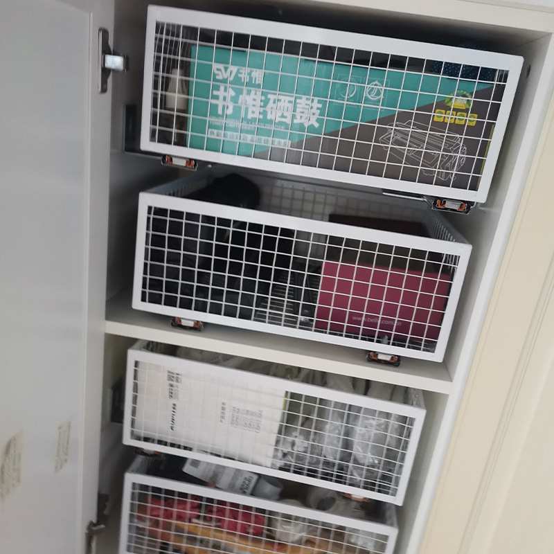 网格收纳箱橱柜拉篮铁艺超市陈列收纳筐厨房衣柜金属抽屉