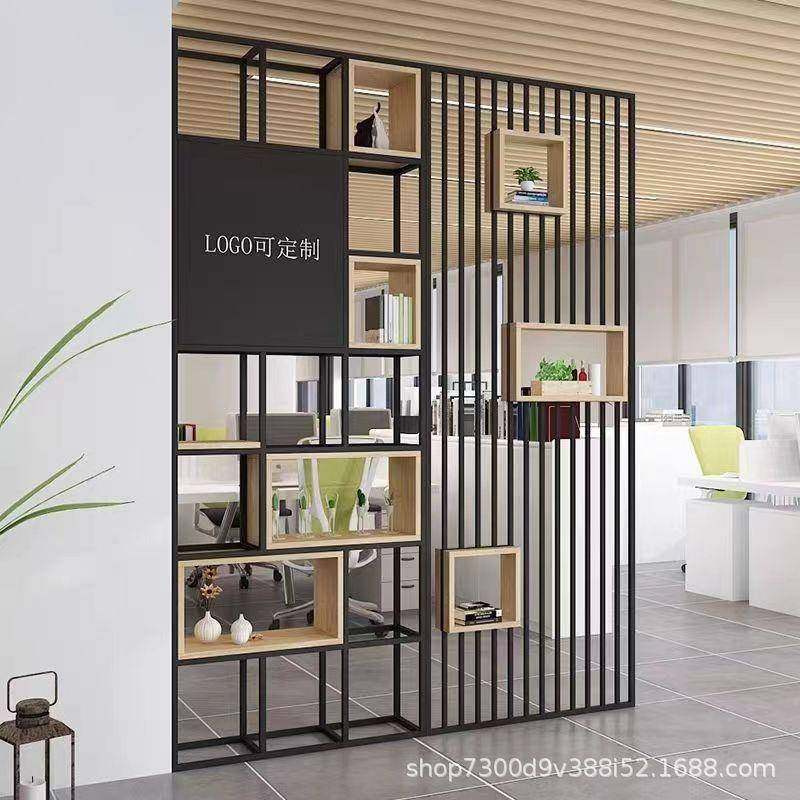 铁艺置物架餐厅咖啡厅屏风装饰架办公一体式室内隔断花架