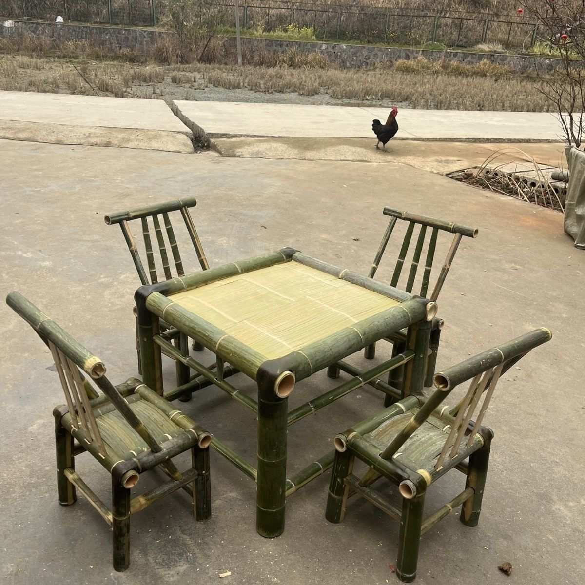 XN纯手工老式怀旧竹椅竹制品靠背椅茶馆竹桌椅禅意户外竹椅子老人