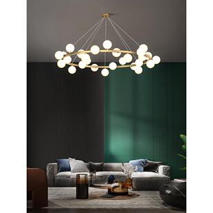 奶油风客厅吊灯简约现代大气全铜轻奢2024年新款复式楼挑空主灯具