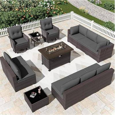 庭院编藤家具组合沙发13件套藤转椅摇椅庭院会客套装