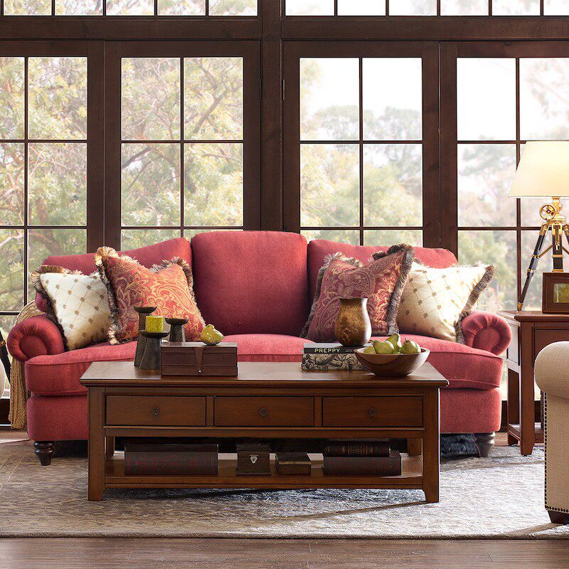 美式田园别墅区客厅风格布艺沙发123组合客厅三人位复古乡村沙发