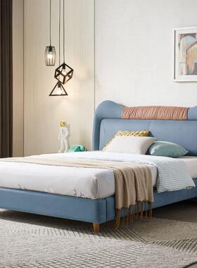 MGCK17儿童床男孩青少年现代简约实木床环保科技布男孩床1.5m男童