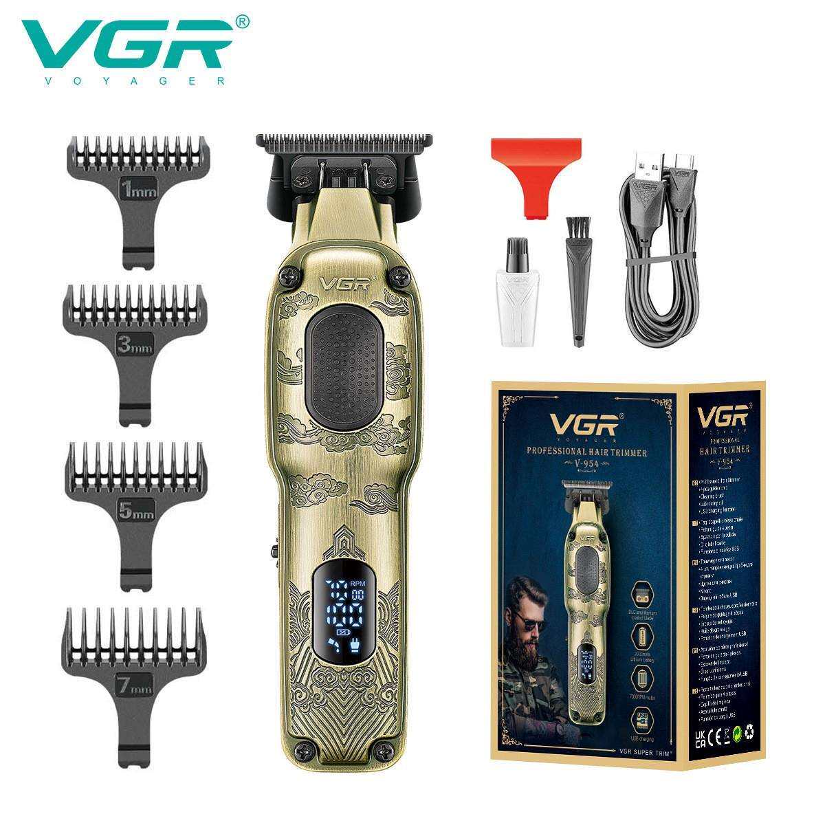 VGR954金属理发器发廊专业油头电动男士推剪USB充电雕刻推子图片