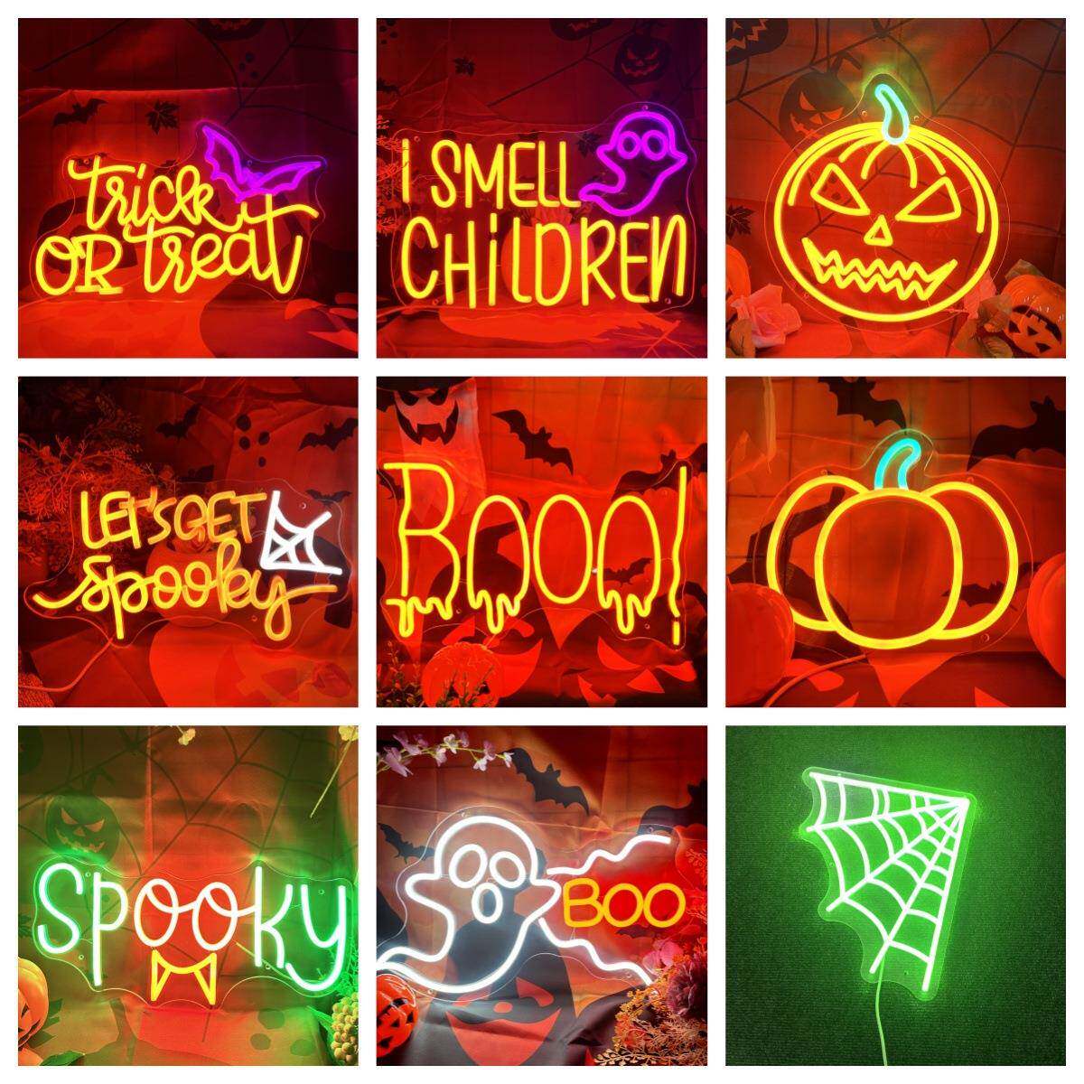 跨境亚马逊外贸halloween neon light万圣节霓虹灯万圣节造型