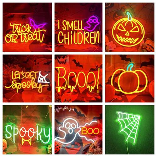 跨境亚马逊外贸halloween neon light万圣节霓虹灯万圣节造型