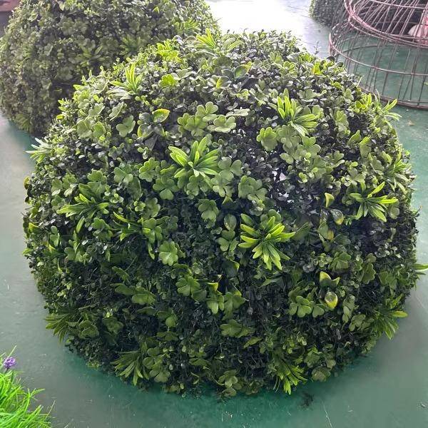 户外绿植井盖遮挡装饰品空心球仿真绿植四叶草草球装饰米兰草球