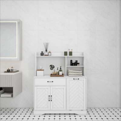 现代简约厕所储物放置脏衣篓浴室柜客厅落地收纳家用边柜MDF中纤