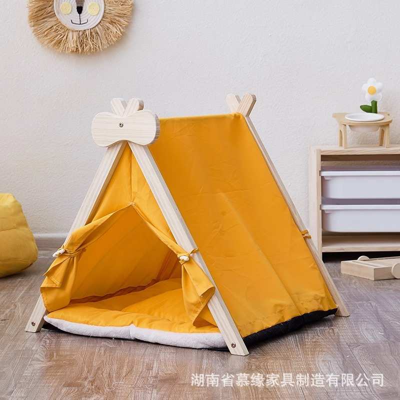 宠物狗狗帐篷室内小型犬夏季木质狗窝猫窝猫咪四季通用帐篷狗房子