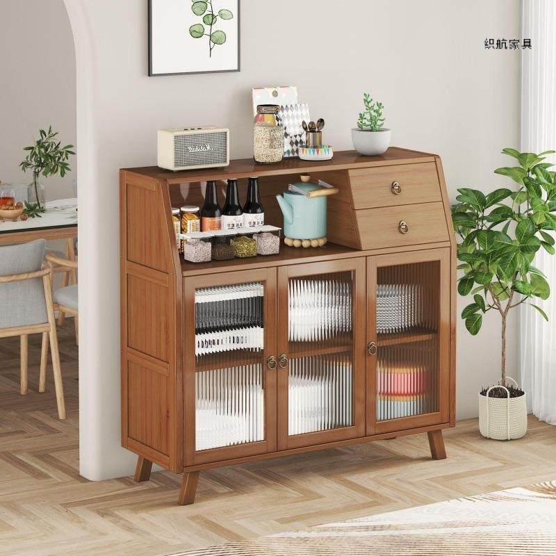 北欧餐边柜茶水柜玻璃厨房碗酒柜家用现代多功能储物柜客厅茶水柜