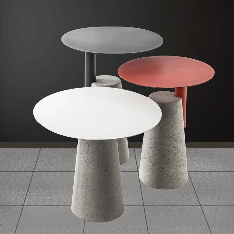 工业风边几客厅展厅奶茶店个性圆桌时尚沙发角几水泥底座简约边几