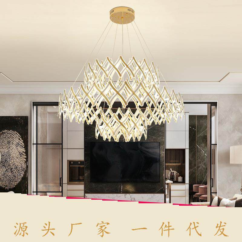 现代吊灯客厅灯餐厅灯卧室新款不锈钢网格可伸缩2020创意客厅灯具