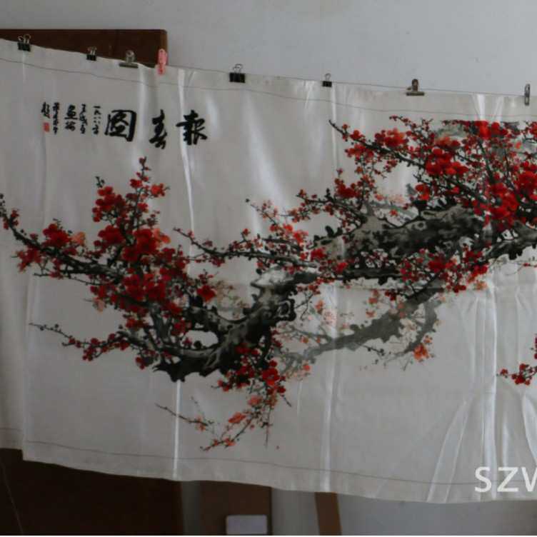 苏绣工艺品客厅会议室装饰画新款手工刺绣画报春图