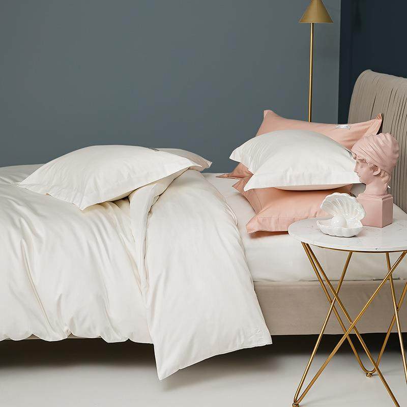 奶油白~自带氛围感满满感100支白色纯色四件套极简纯白雪白