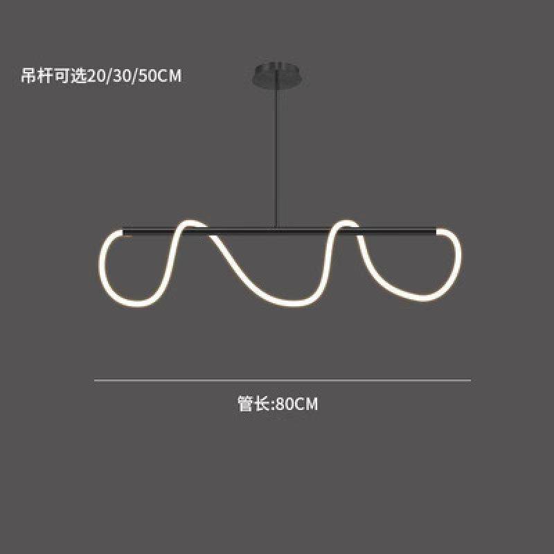 极简餐厅吧台吊灯长条餐桌音符艺术设计师创意个性灯管缠绕线条灯