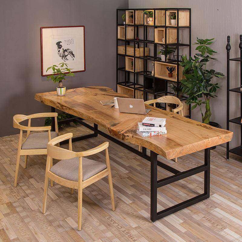 简约现代整板实木自然边办公桌工作室办公电脑桌家用写字台书桌