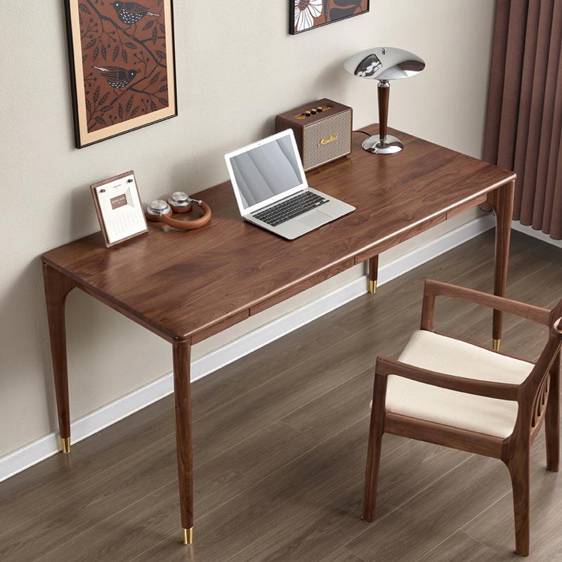北欧简约实木书桌黑胡桃木写字桌樱桃木学习桌白橡木小户型电脑桌