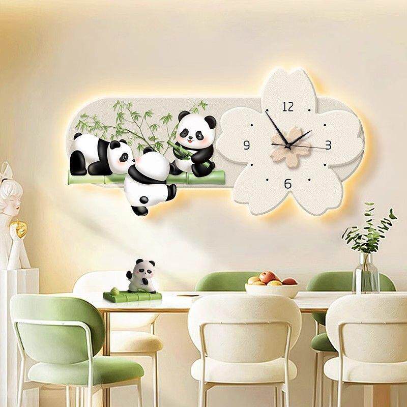 装饰钟餐厅装饰画创意钟表挂画奶油风挂钟家用静音饭厅时钟挂墙