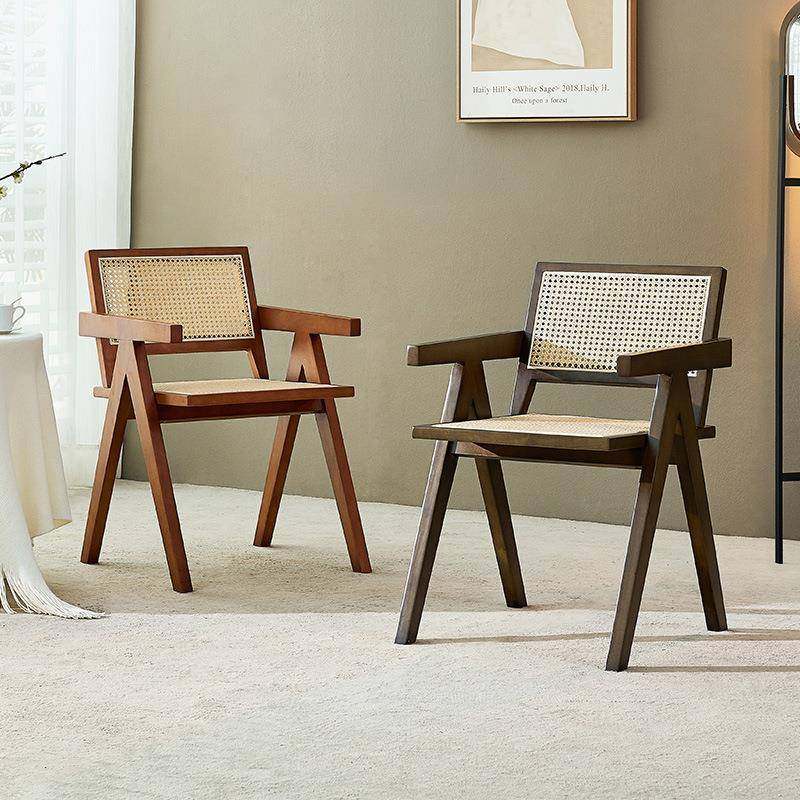 昌迪加尔实木餐椅单人沙发扶手中式复古餐厅椅藤编靠背休闲椅子,基础建材,脚轮/万向轮,淘宝优惠券,粉丝福利购,淘宝优惠卷