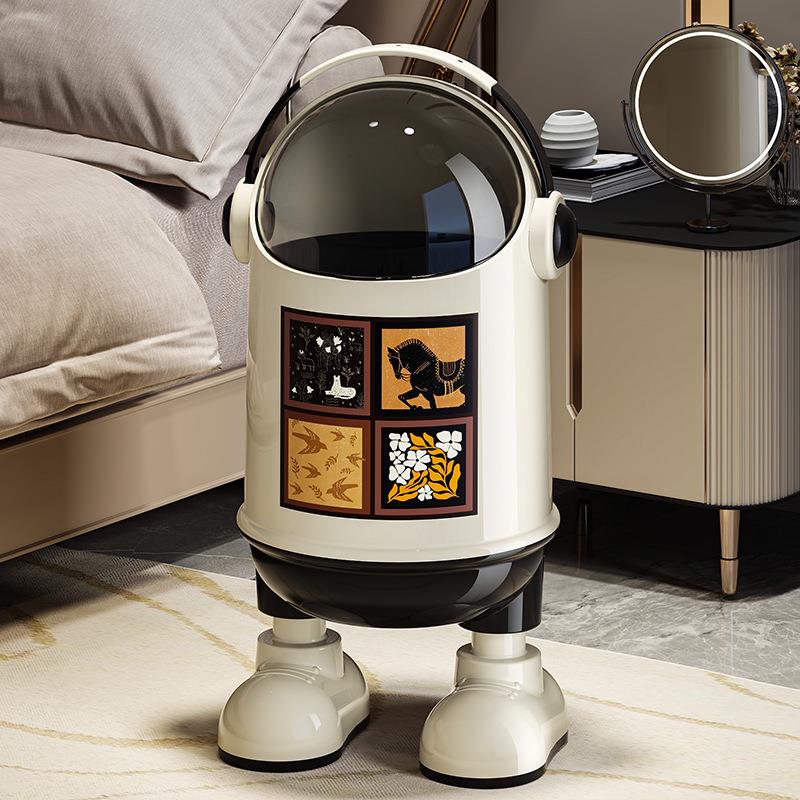 中古风垃圾桶家用2025款客厅创意高颜值大容量卧室带盖厨房垃圾篓