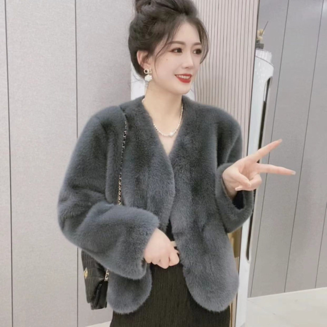 时尚百搭外套女新款秋冬季皮草上衣宽松洋气仿水貂绒毛毛外套开衫,女装/女士精品,皮草,淘宝优惠券,粉丝福利购,淘宝优惠卷