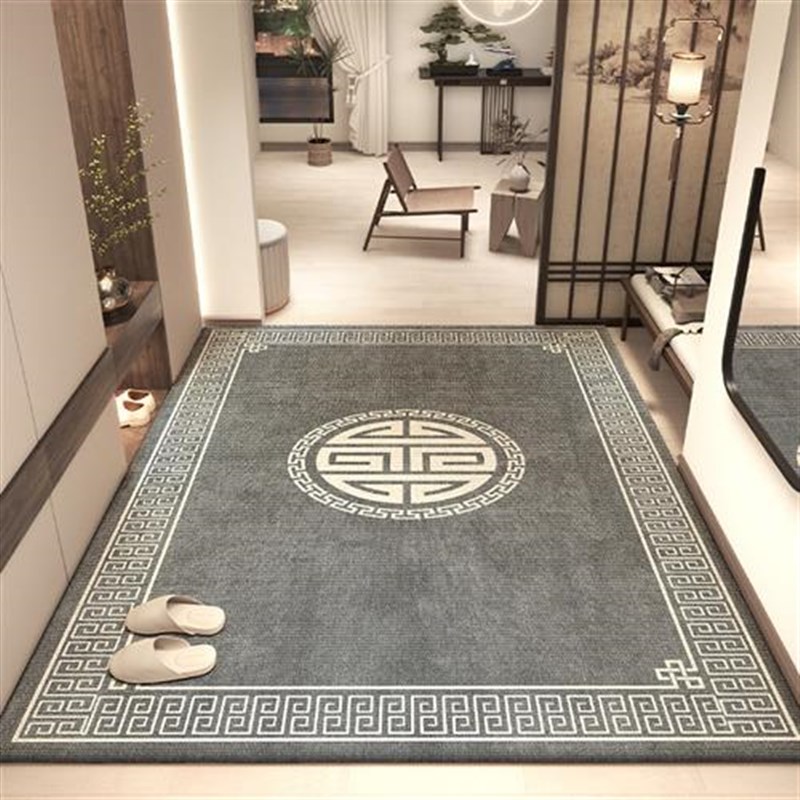 新中式地垫入户门垫进门地毯家用防滑耐脏灰色玄关脚垫大门口