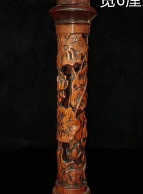 古玩收藏佳品手工制花梨木檀香炉镂空线室内茶道香炉香筒香插香具