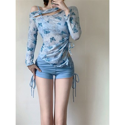 candygirls2025新分体泳衣长袖罩衫保守比基尼三件套温泉沙滩度假