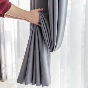 全遮光窗帘2021年新款 简约w100隔热遮阳布飘窗卧室窗帘门帘及配件