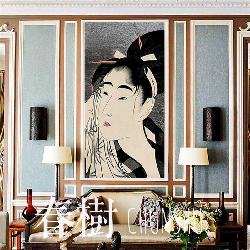 春樹 日式和风摩登新古典主义 会所别墅排屋样板房无框装饰壁挂画图片