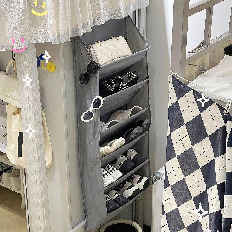 布艺门后挂袋鞋子收纳玩具杂物多层分类壁挂置物袋宿舍整理神器