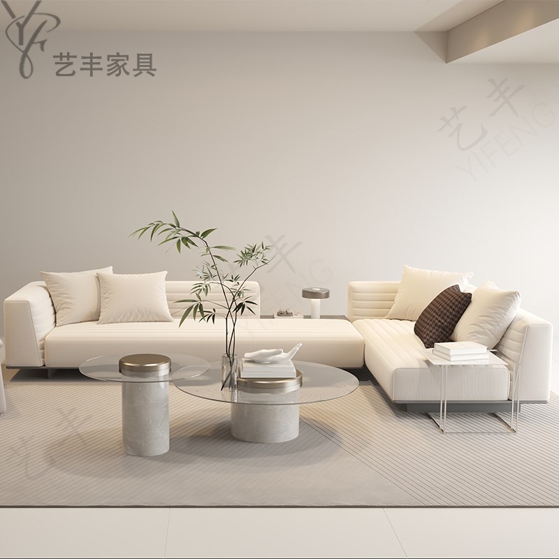 意式极简罗杰沙发客厅别墅大平层转角布艺沙发L型设计师高端定制