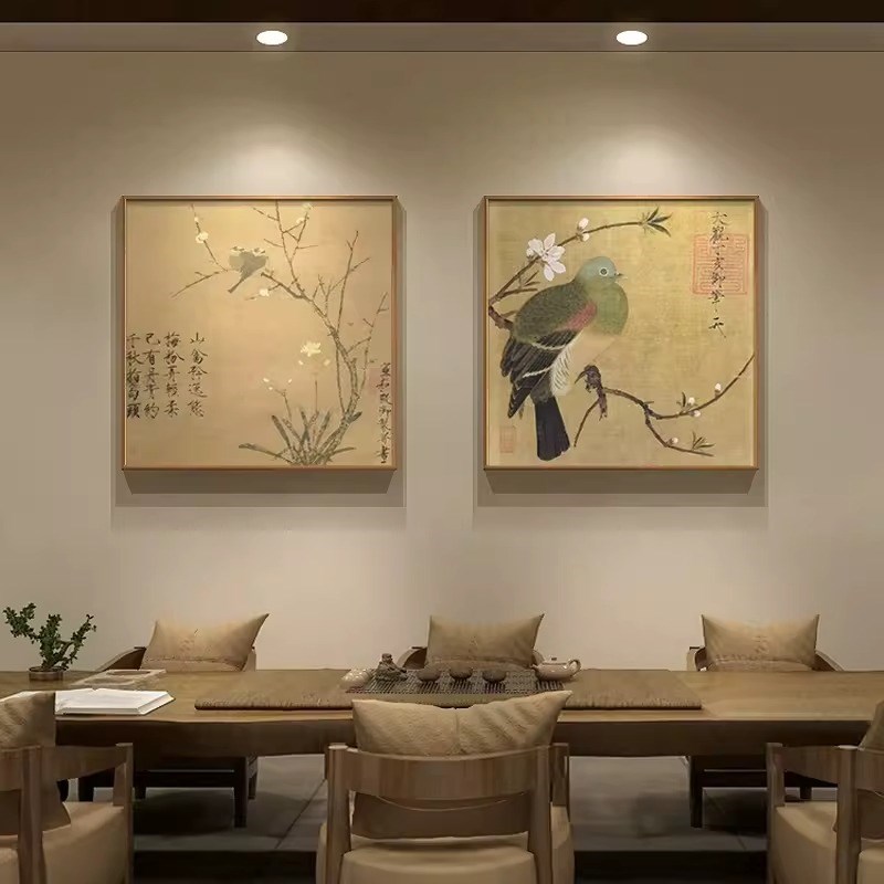 书房茶室复古花鸟图装饰壁画新中式中国风卧室餐厅宋徽宗国画挂画