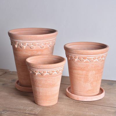 帝罗马陶盆红陶花盆复古浮雕粗陶透气做旧田园风彩叶芋花盆兰花盆