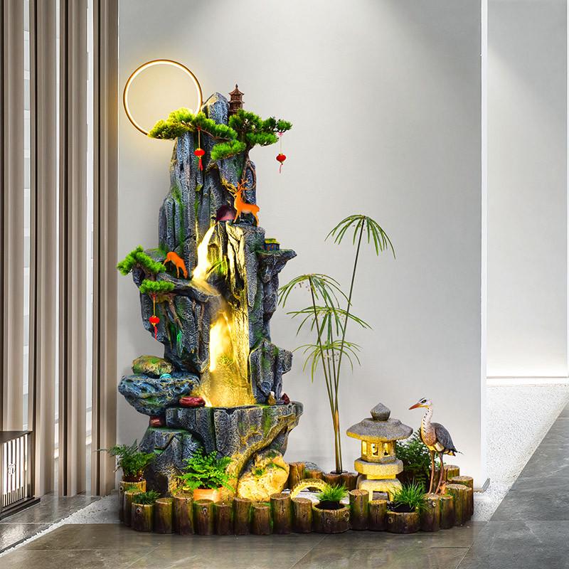 布置造景流水客厅假山摆件鱼池循环水下阳台楼梯田园玄关喷泉新款