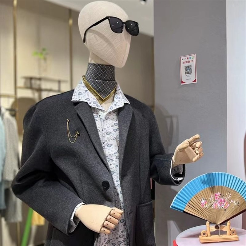 服装店男模特道具半身模特男实木手西服礼服橱窗人台模特展示架