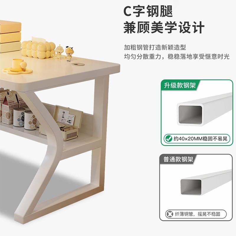 电脑桌台式女生电竞桌卧室家用白色书桌书架简易办公桌椅套装组合