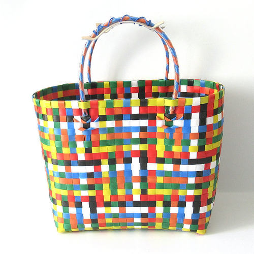 新款编织包大号格子塑料编织菜篮