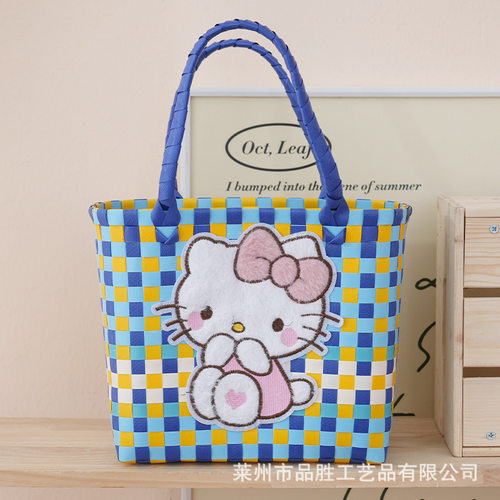 多巴胺彩色kitty猫编织包手工编