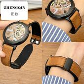 适用荣耀手表fit表带硅胶真皮质运动新款 疯马皮纹腕带honor watch