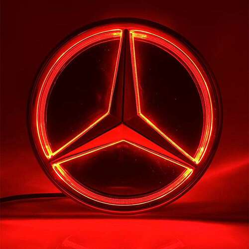 适用奔驰镜面发光大标新C E GLA CLA B GLC GLE GLS改装APP中网标