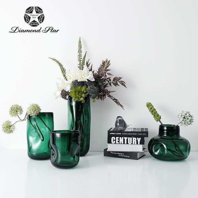 钻石星绿色玻璃花瓶创意凹点客厅软装艺术家居插花摆件花瓶,纺织面料/辅料/配套,纺织机械配件,淘宝优惠券,粉丝福利购,淘宝优惠卷